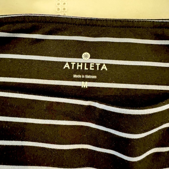 Athleta - 2 pr Chaturanga leggings M - black/grey and navy/green stripes. Lk new - Picture 3 of 7